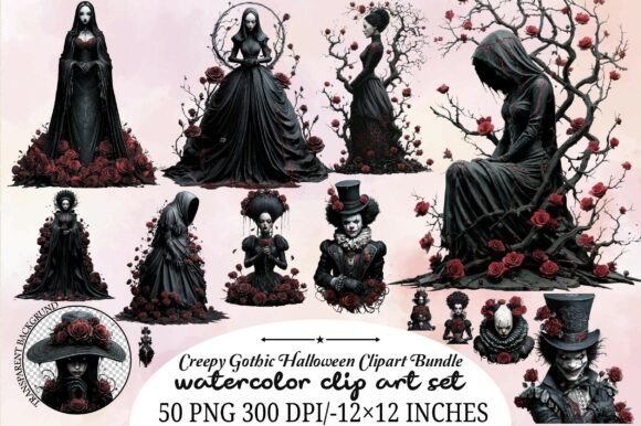 Download Creepy Gothic Halloween Clipart Bundle - Premium Resources