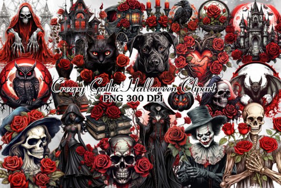 Download Creepy Gothic Halloween Clipart Bundle - Premium Resources