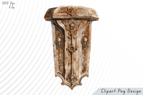 Download Vintage Ornate Cabinet with Skull Detail - Ornate Collection